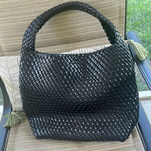 AH adorned Lauren Black | Woven Hobo Bag